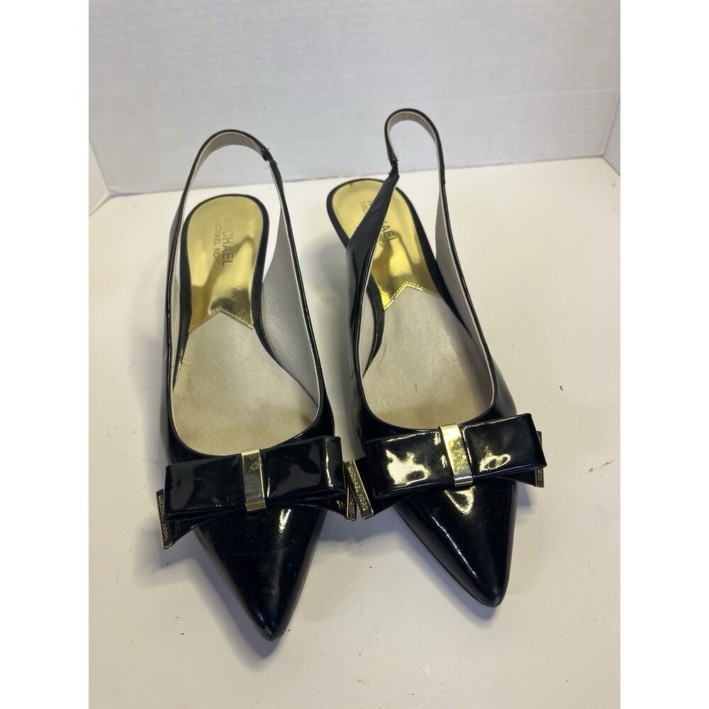 Vintage Michael Kors Delphine Shoes Sling Back Kitten Heels Women’s 10 Blk 90’s